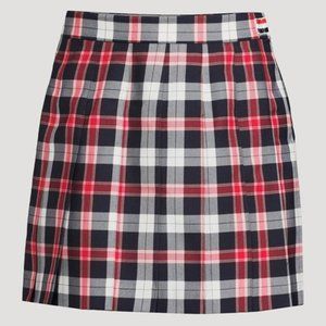 THOM BROWNE Pleated Twill Mini Skirt In Tartan Print